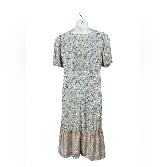 Blumind, Floral Midi Dress, Large, Blue, White, Brown - Picture 8 of 10